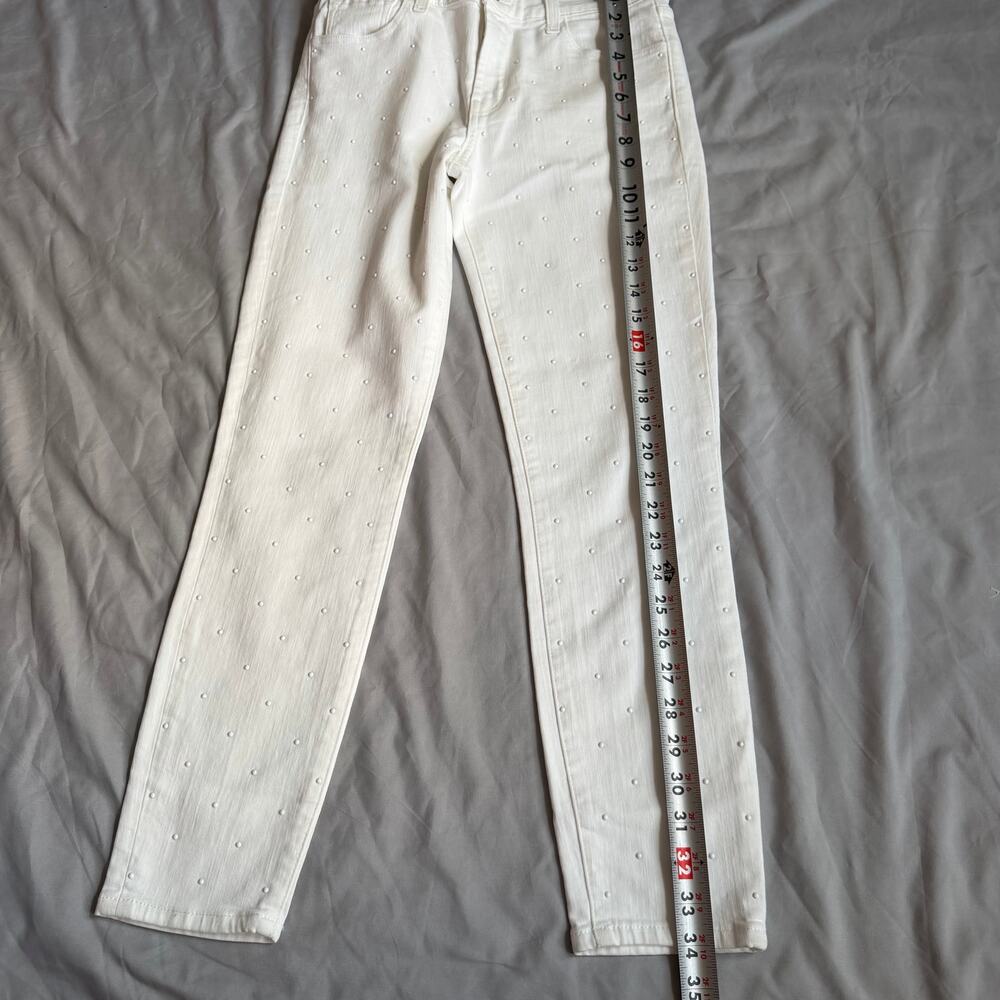 J Brand White Skinny Jeans Size 27 Textured Dot Stretch Denim - Picture 13 of 13
